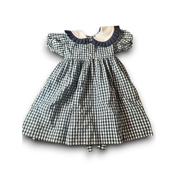 Monday's Child Vintage Plaid Dress Sz 4 With Ruffle Bib Collar Classic Tie Waist - Picture 3 of 7